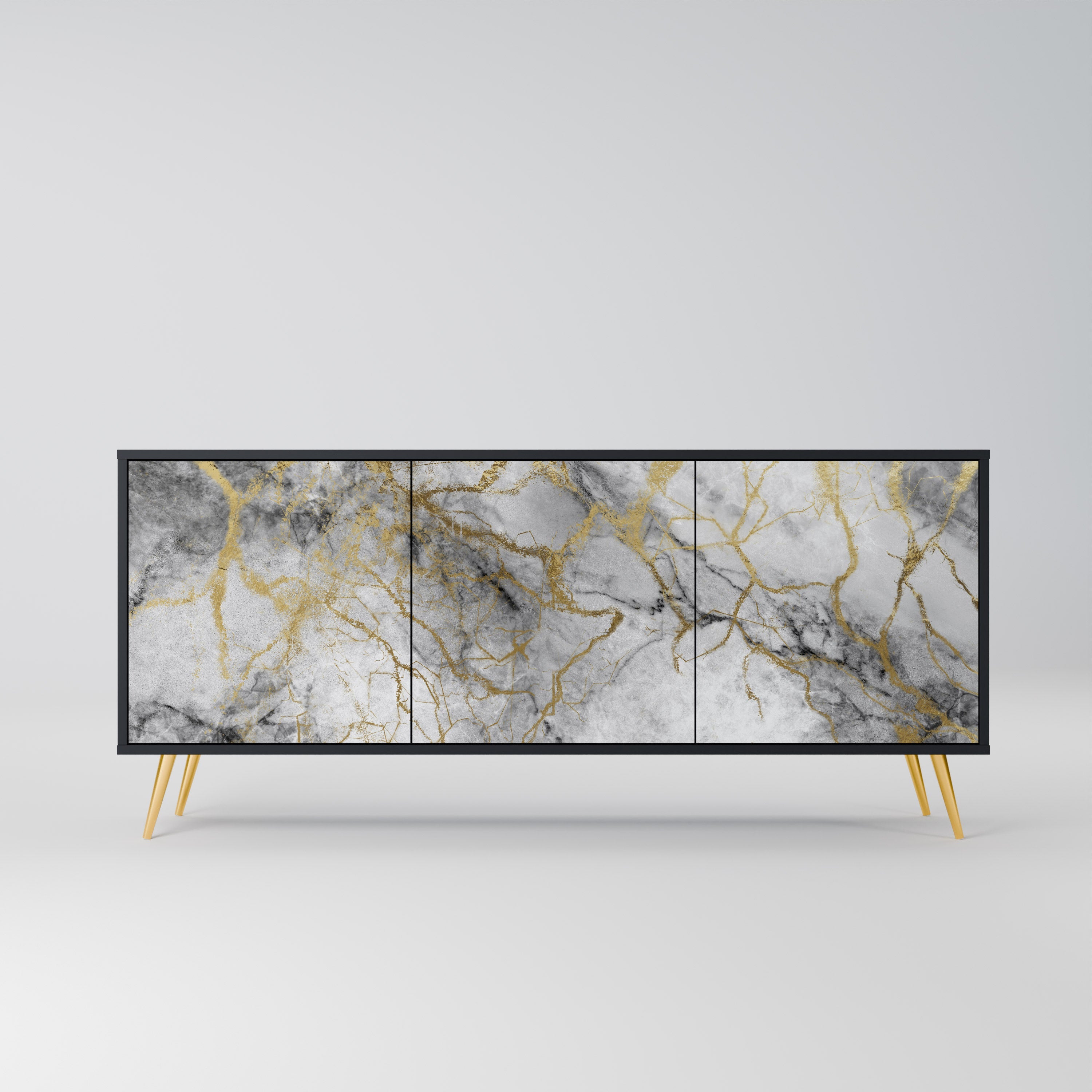 TIMELESS GLIDE Aparador de 3 Portas em Acabamento Preto