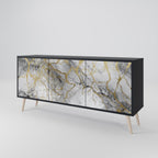 TIMELESS GLIDE Aparador de 3 Portas em Acabamento Preto