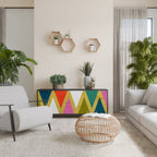 COLORFUL TRIANGLES Aparador de 3 Portas em Acabamento Preto