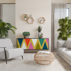 COLORFUL TRIANGLES Aparador de 3 Portas em Acabamento Preto