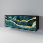 GOLDRUSH ODYSSEY Aparador de 3 Portas em Acabamento Preto