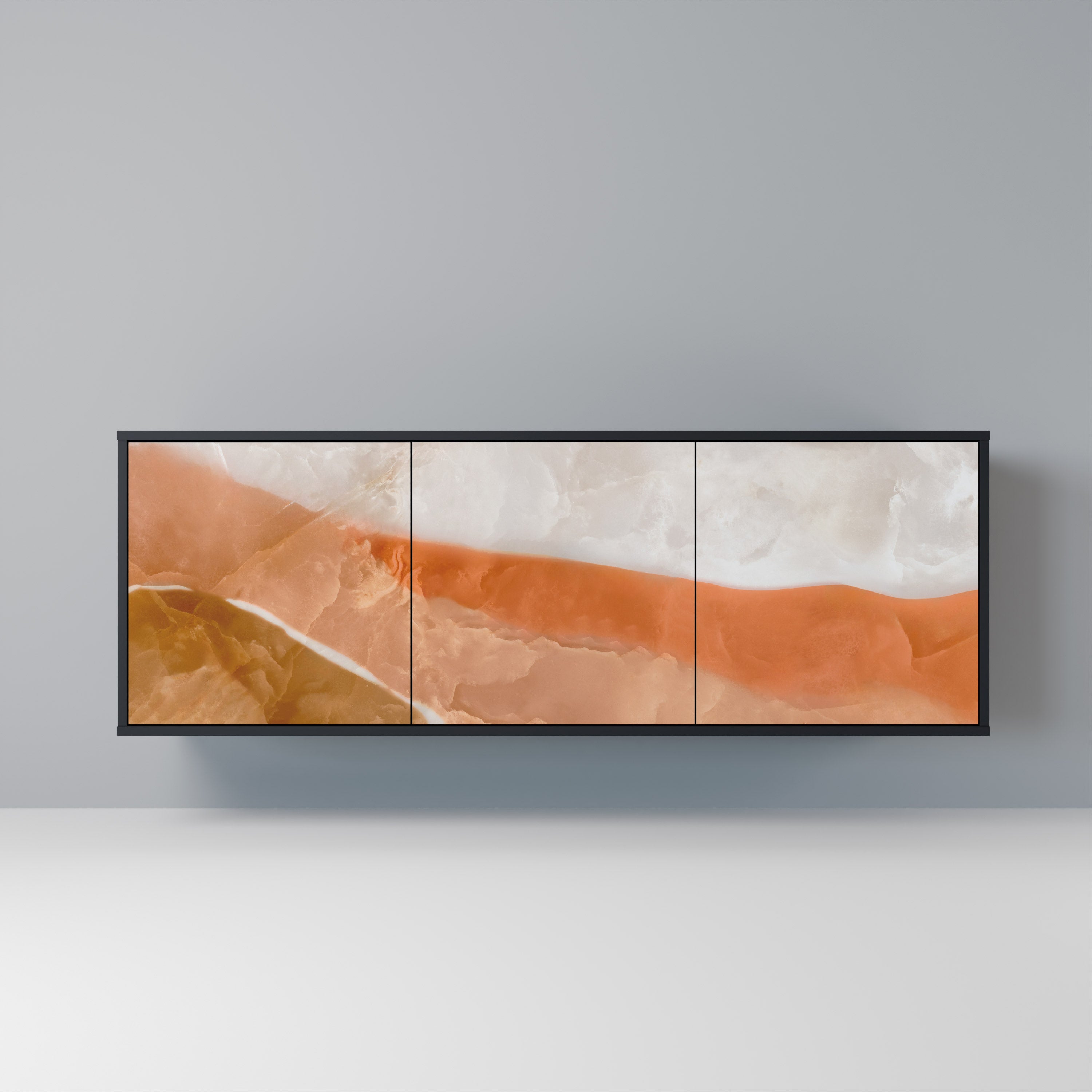 SANDHILLS SPLENDOUR Aparador de 3 Portas em Acabamento Preto