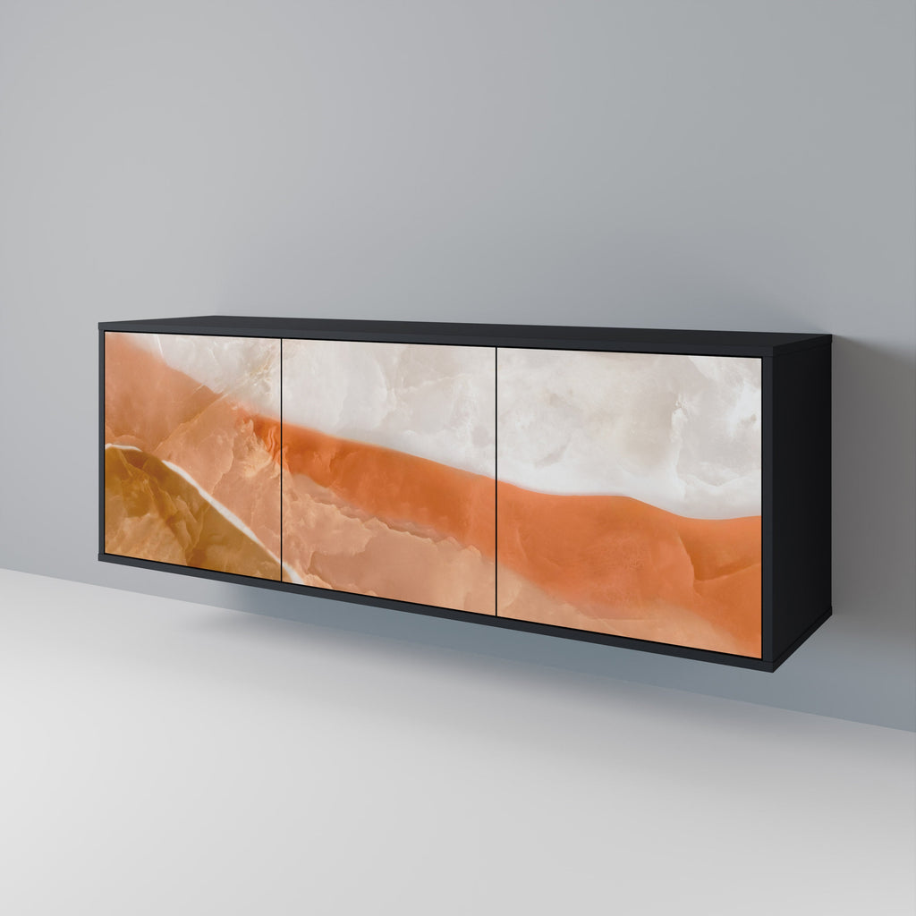 SANDHILLS SPLENDOUR Aparador de 3 Portas em Acabamento Preto