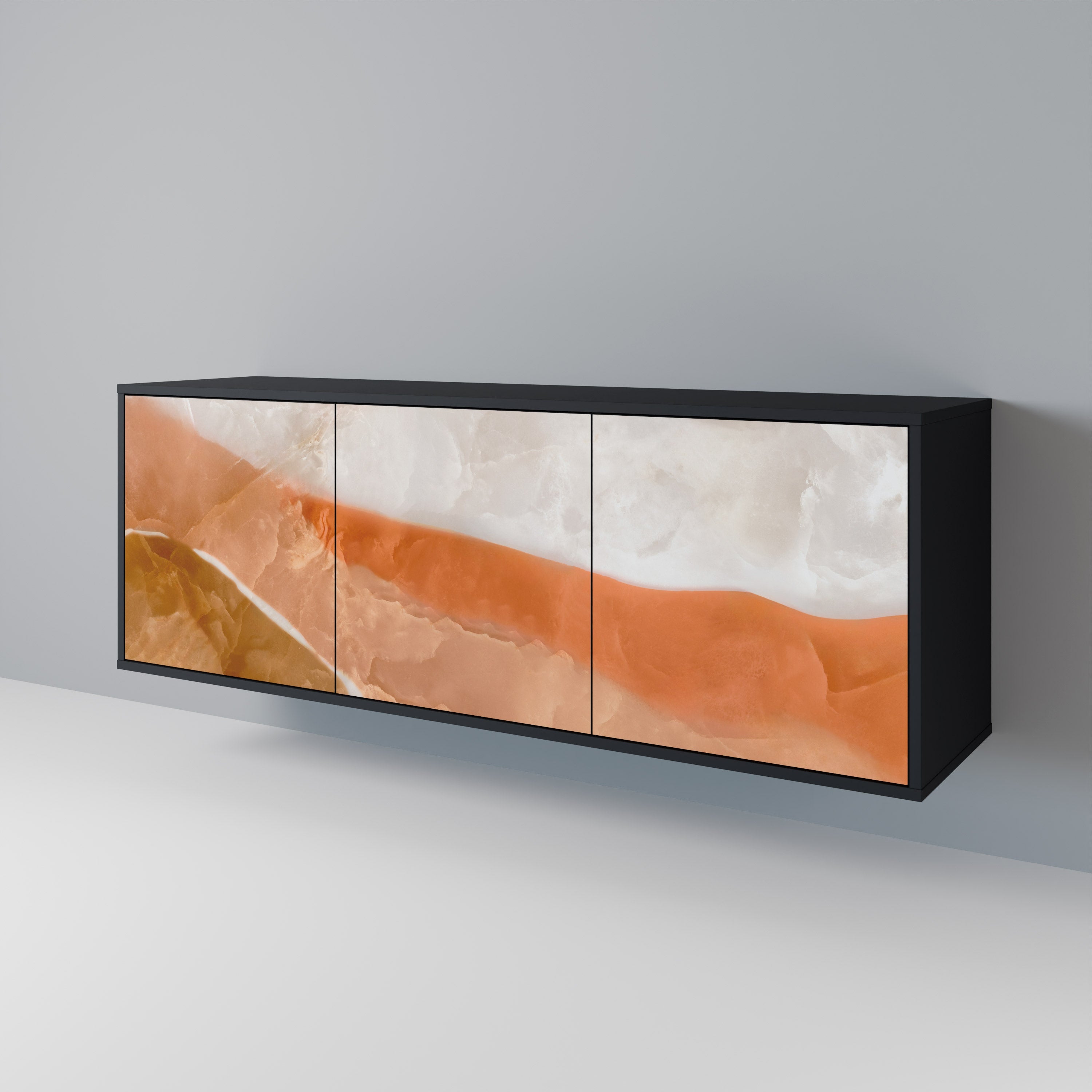 SANDHILLS SPLENDOUR Aparador de 3 Portas em Acabamento Preto