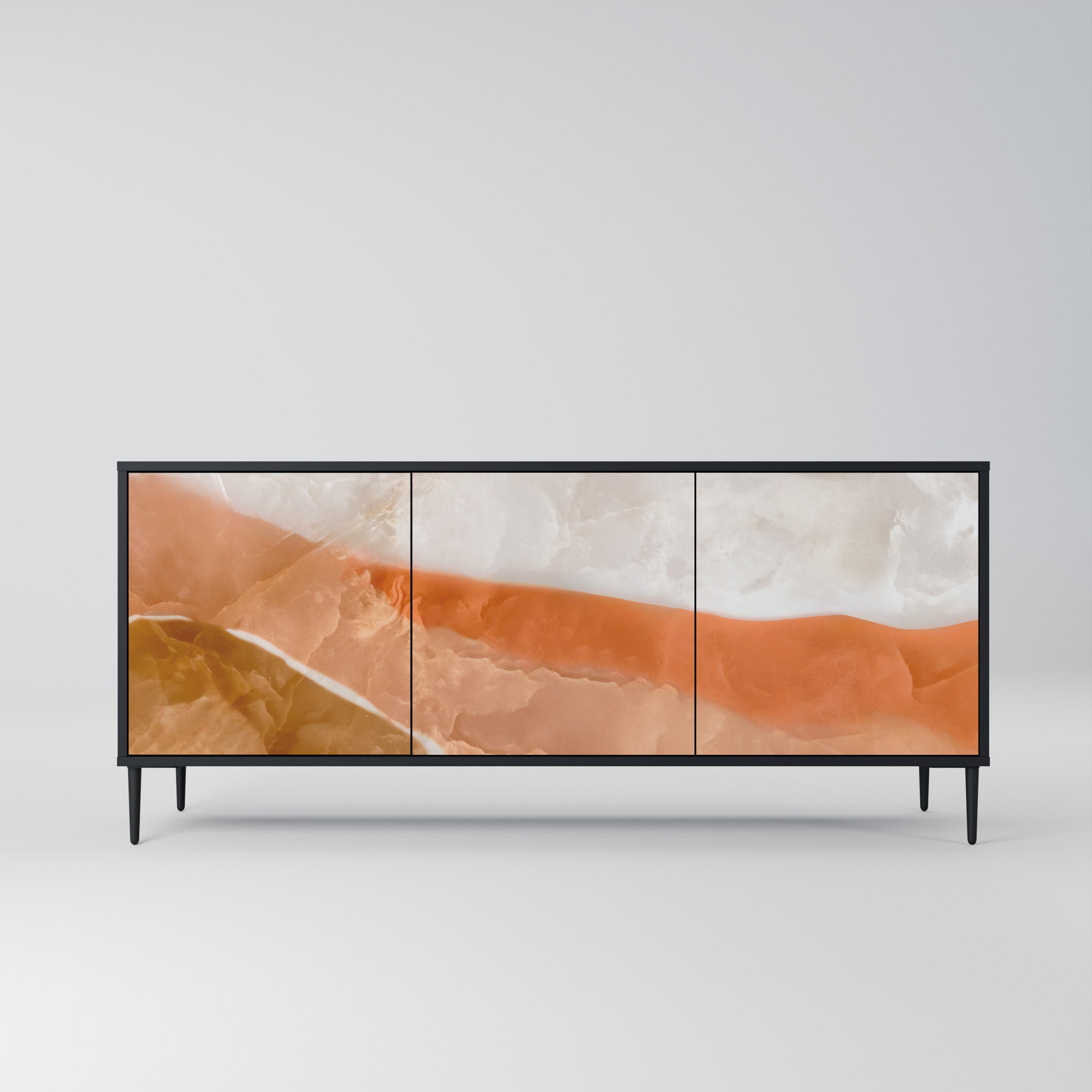 SANDHILLS SPLENDOUR Aparador de 3 Portas em Acabamento Preto