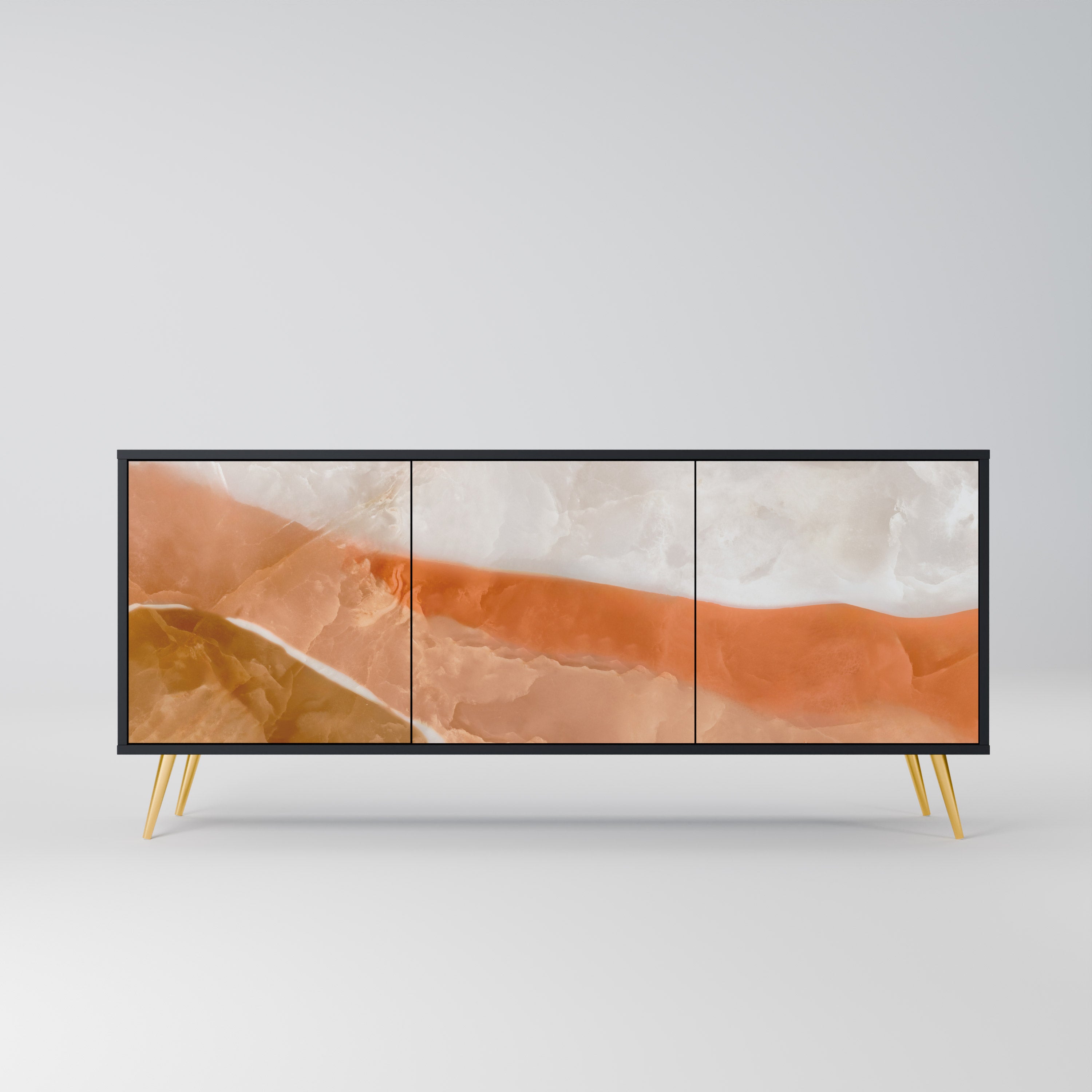 SANDHILLS SPLENDOUR Aparador de 3 Portas em Acabamento Preto