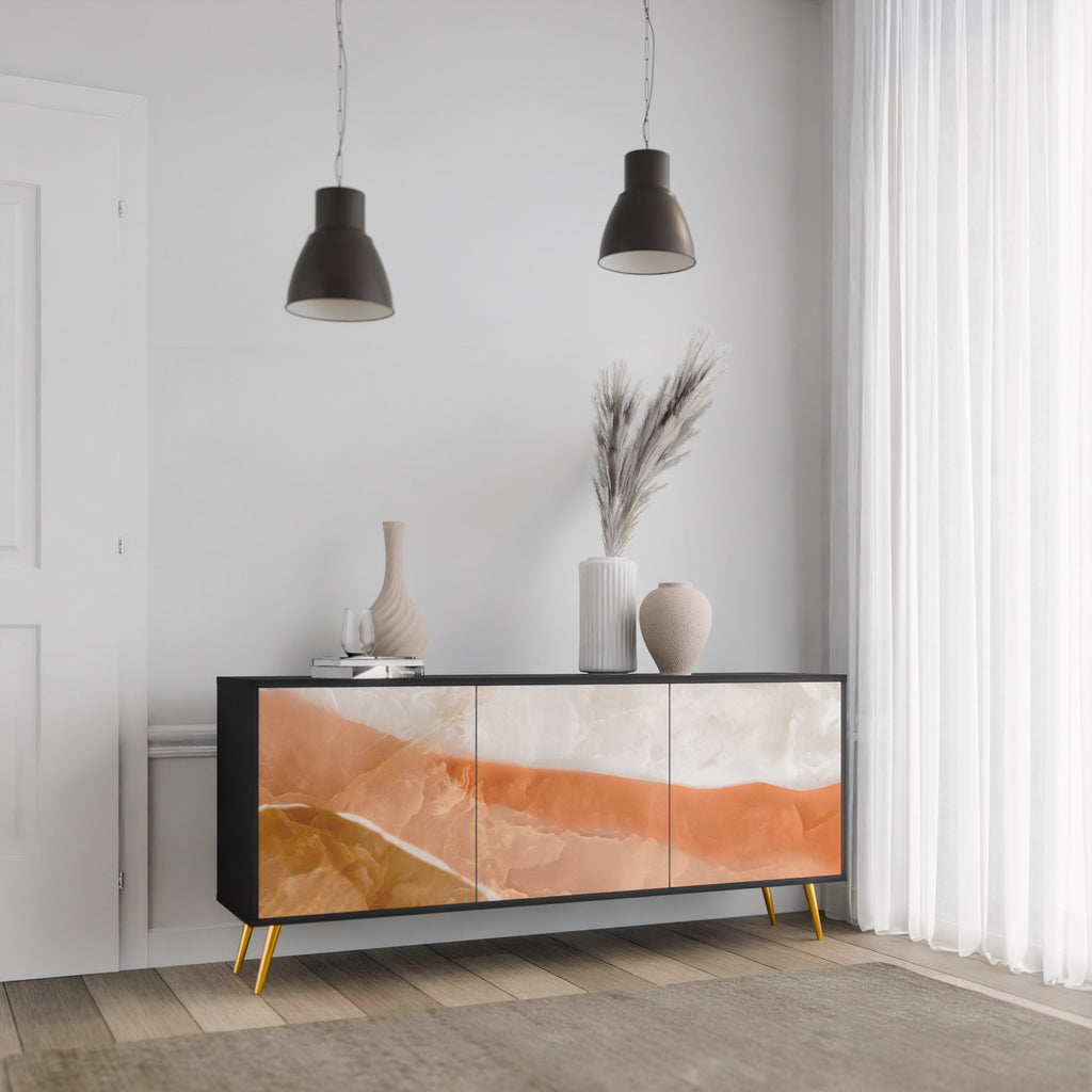 SANDHILLS SPLENDOUR Aparador de 3 Portas em Acabamento Preto