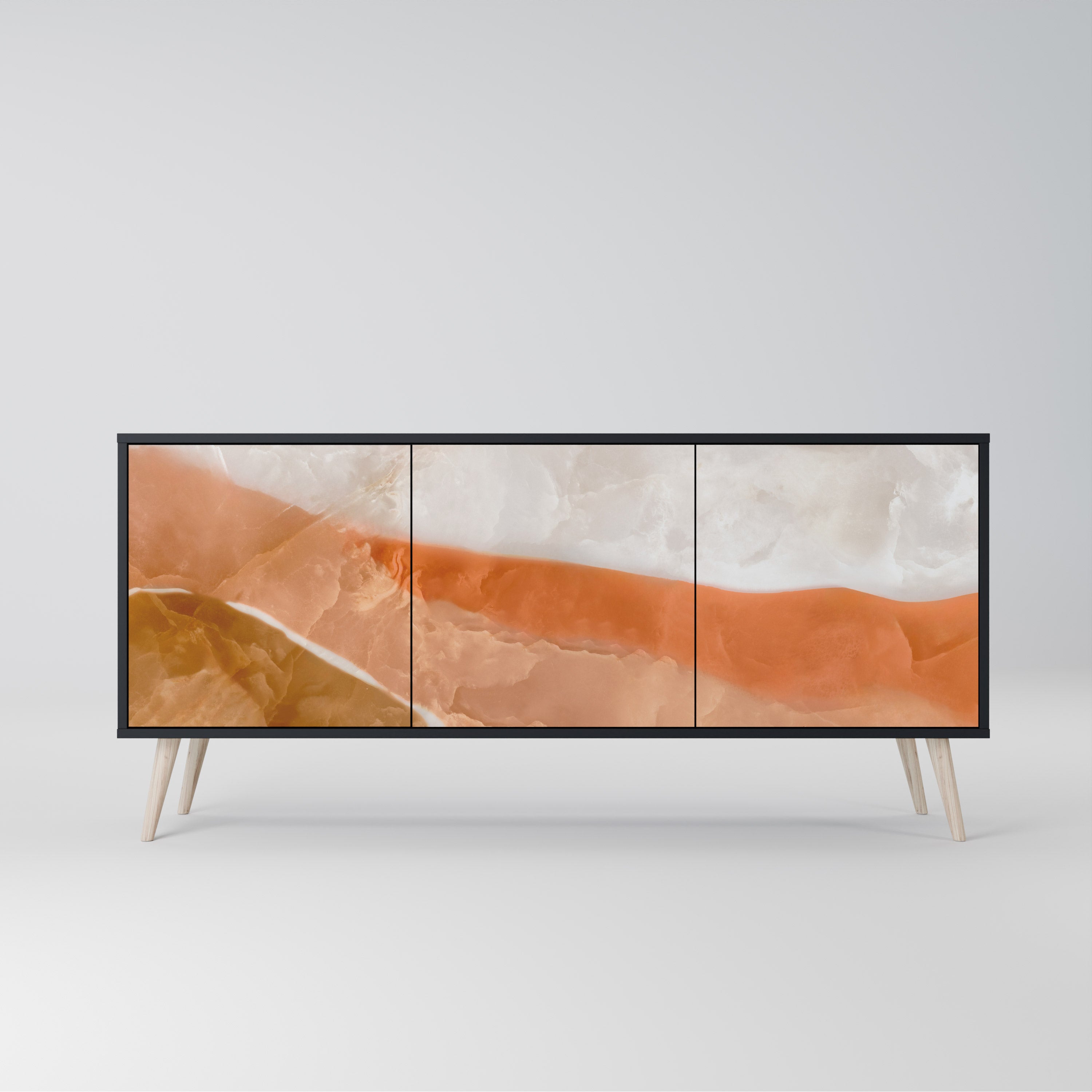 SANDHILLS SPLENDOUR Aparador de 3 Portas em Acabamento Preto