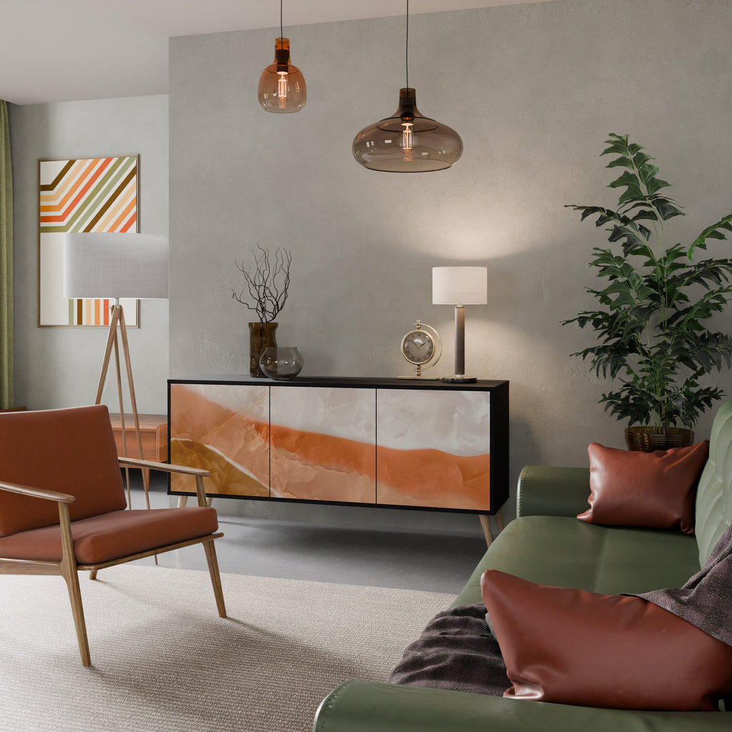 SANDHILLS SPLENDOUR Aparador de 3 Portas em Acabamento Preto