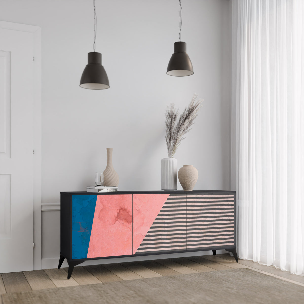 GLAMOROUS STRIPE Aparador de 3 Portas
