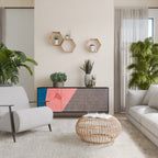 GLAMOROUS STRIPE Aparador de 3 Portas em Acabamento Preto