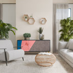 GLAMOROUS STRIPE Aparador de 3 Portas em Acabamento Preto