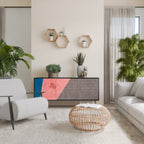 GLAMOROUS STRIPE Aparador de 3 Portas em Acabamento Preto