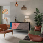 GLAMOROUS STRIPE Aparador de 3 Portas em Acabamento Preto