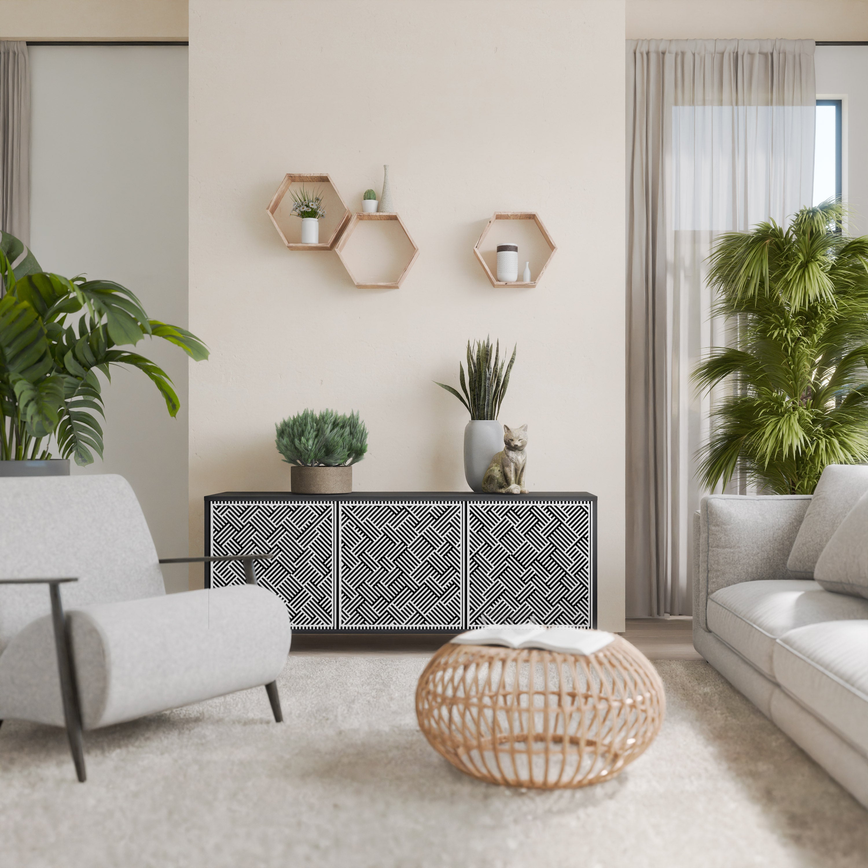 TEMPORARY SEQUENCE Aparador de 3 Portas em Acabamento Preto