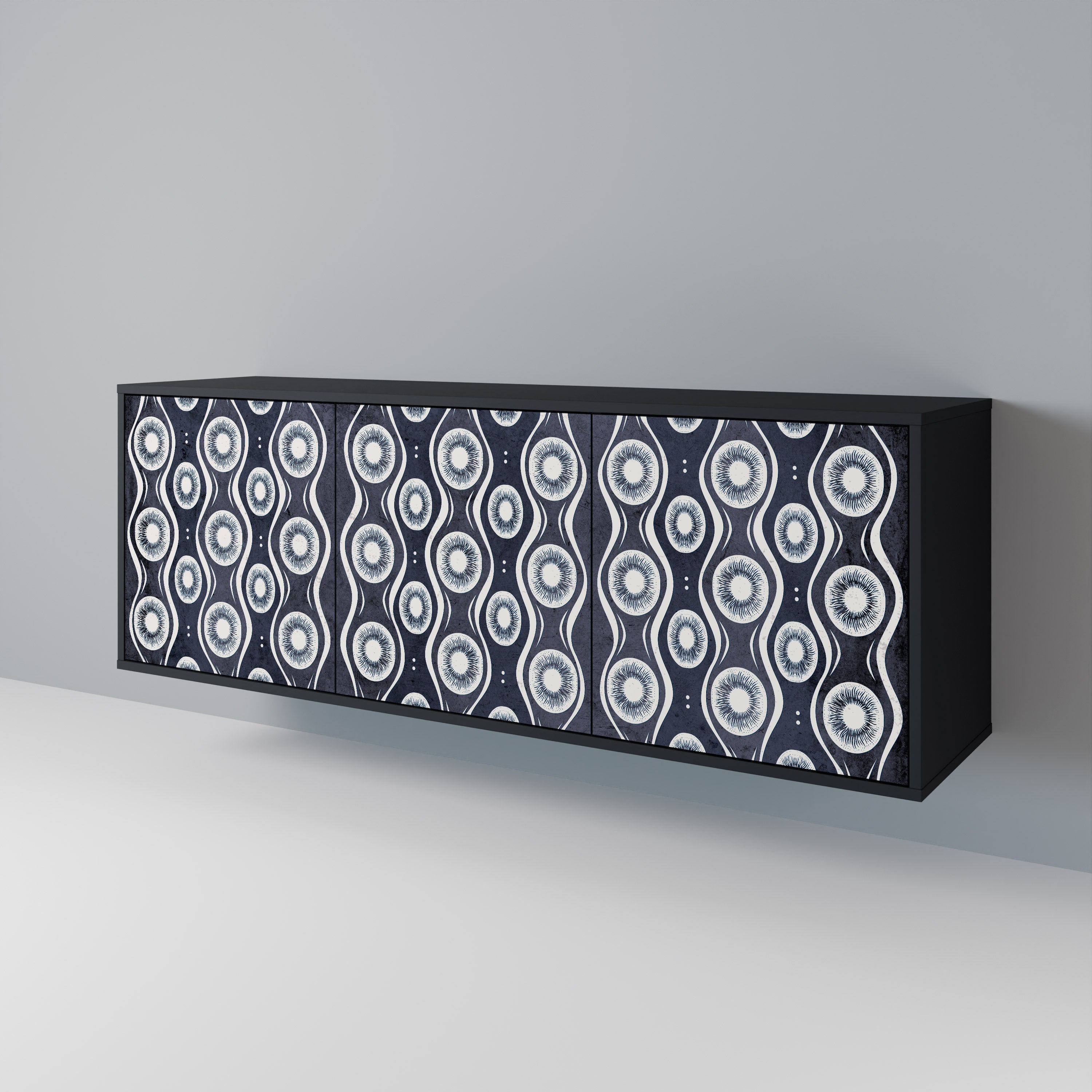 GRAPHITE EYES 3-Door Sideboard in Black Finish