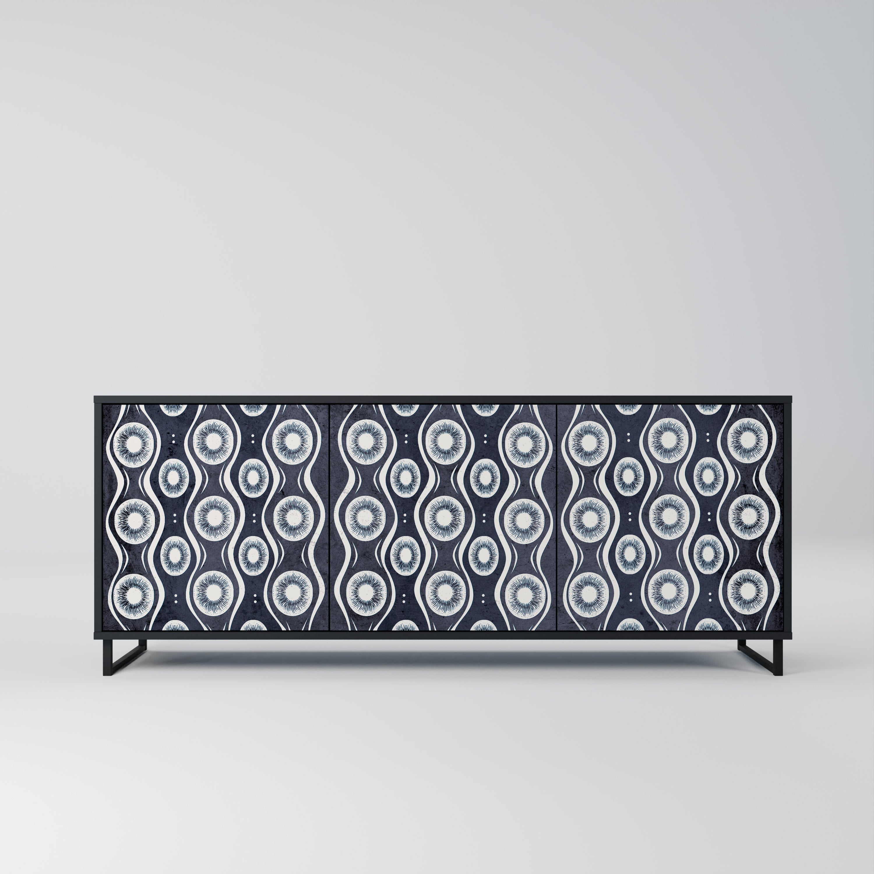 GRAPHITE EYES 3-Door Sideboard in Black Finish