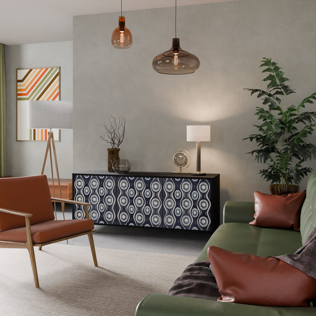 GRAPHITE EYES 3-Door Sideboard in Black Finish