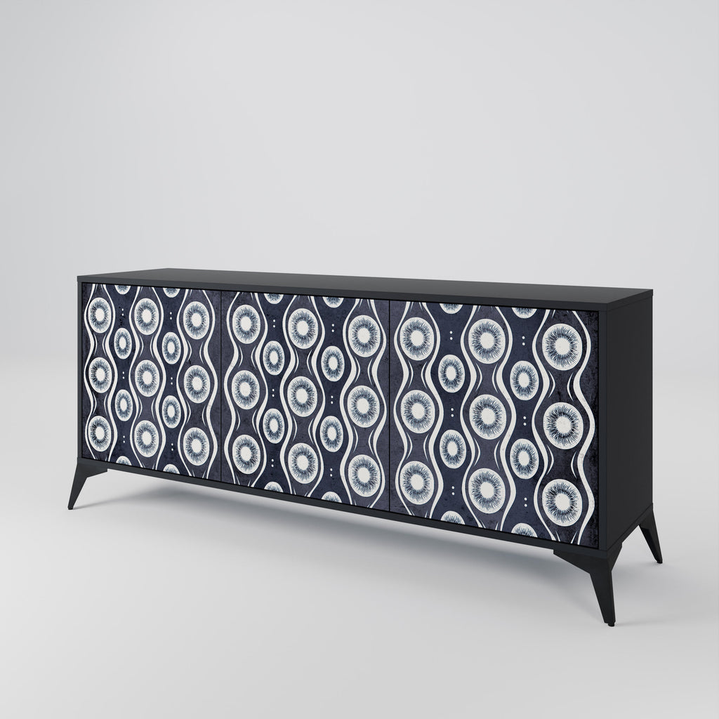 GRAPHITE EYES 3-Door Sideboard in Black Finish