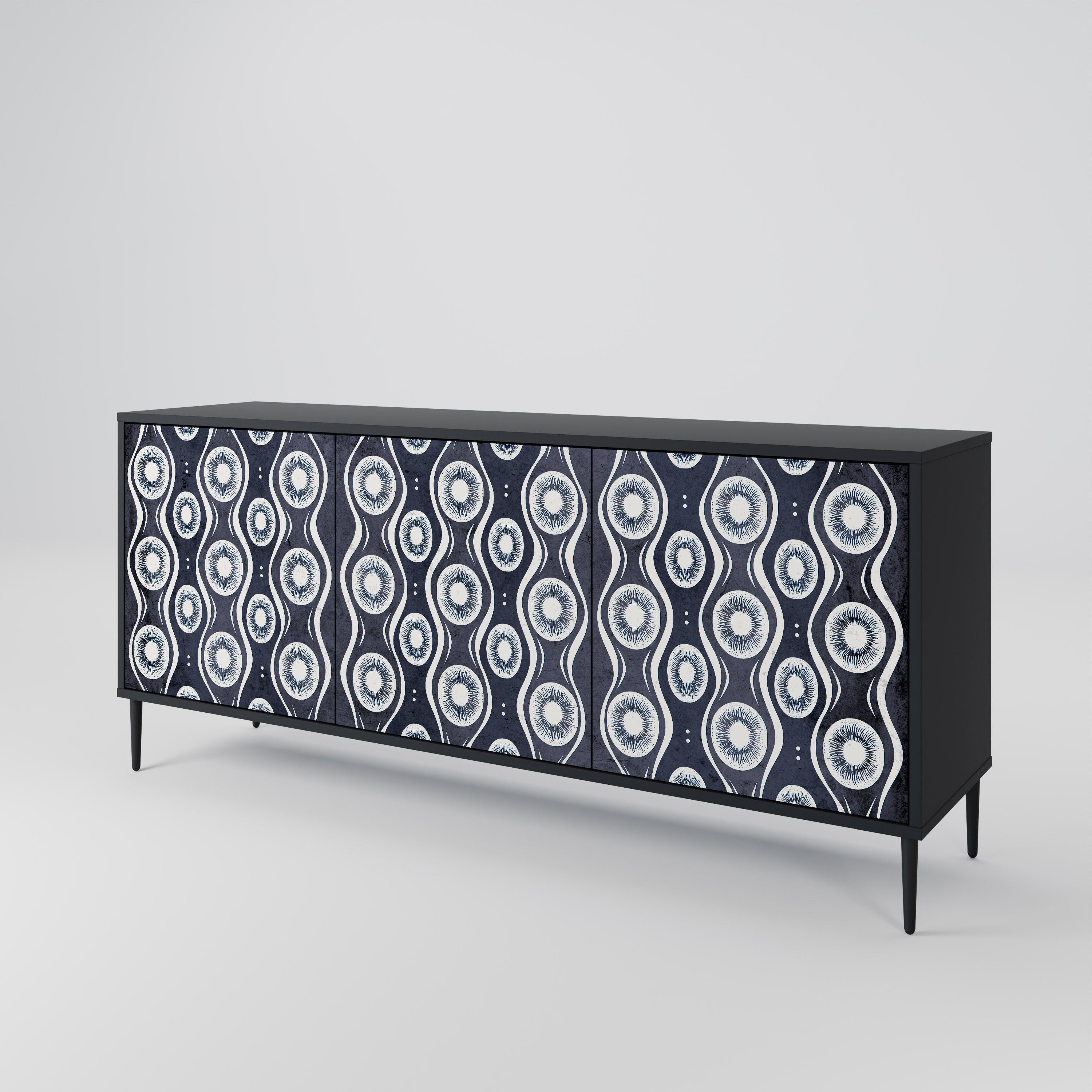 GRAPHITE EYES 3-Door Sideboard in Black Finish