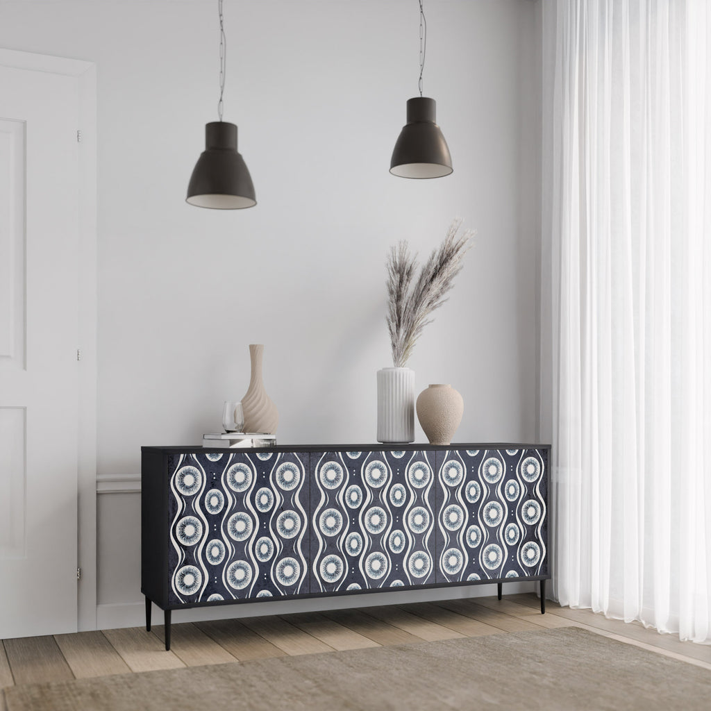 GRAPHITE EYES 3-Door Sideboard in Black Finish