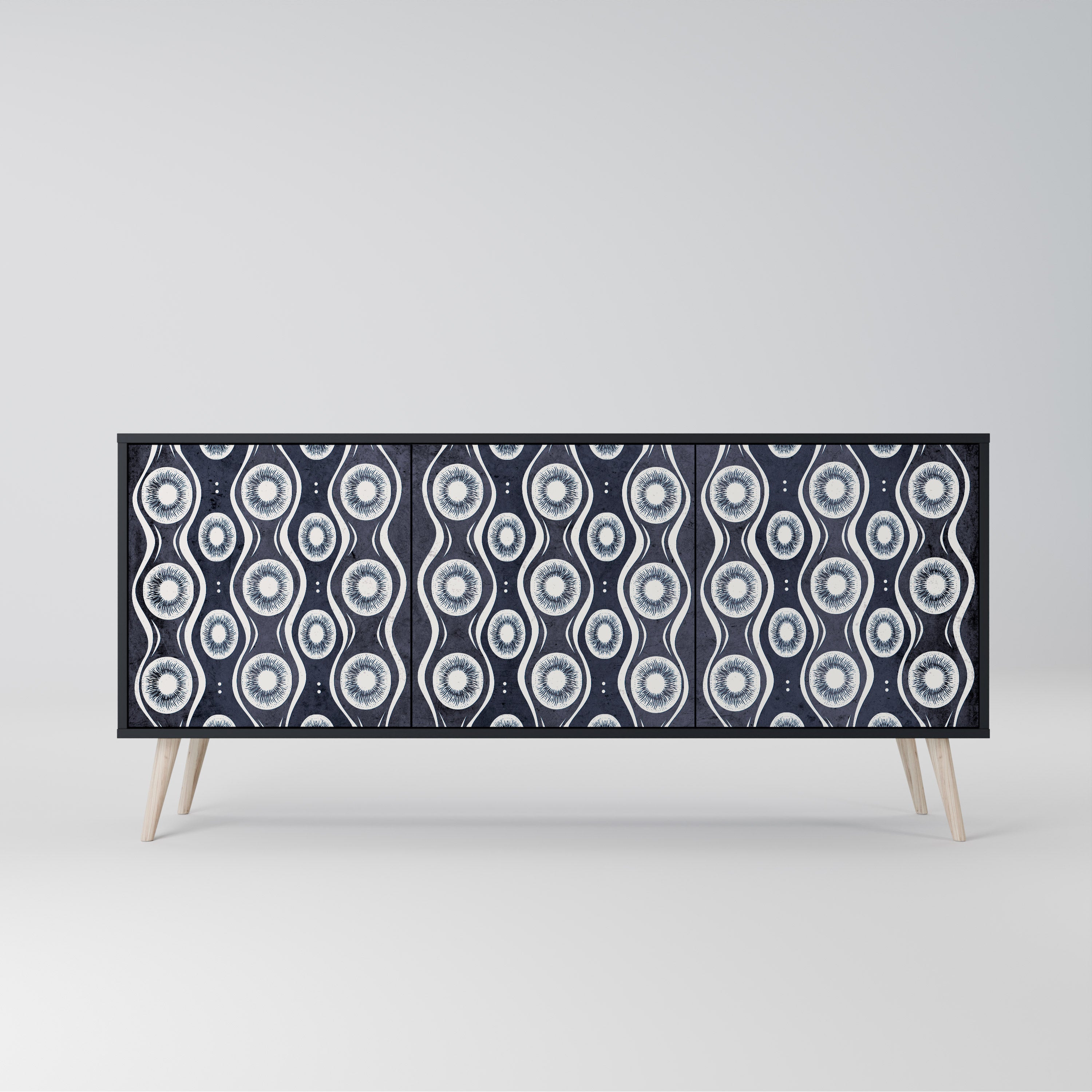 GRAPHITE EYES 3-Door Sideboard in Black Finish