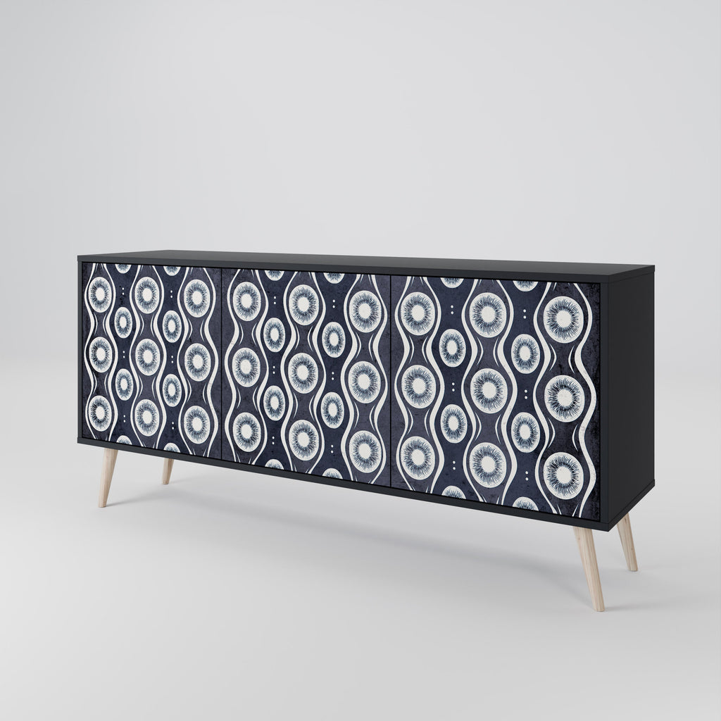 GRAPHITE EYES 3-Door Sideboard in Black Finish