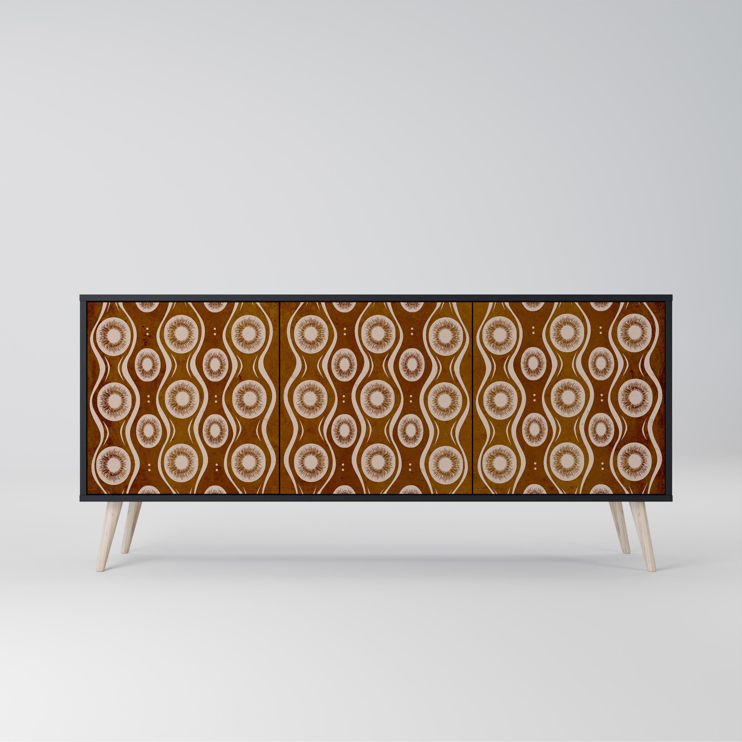 BROWN EYES 3-Door Sideboard in Black Finish