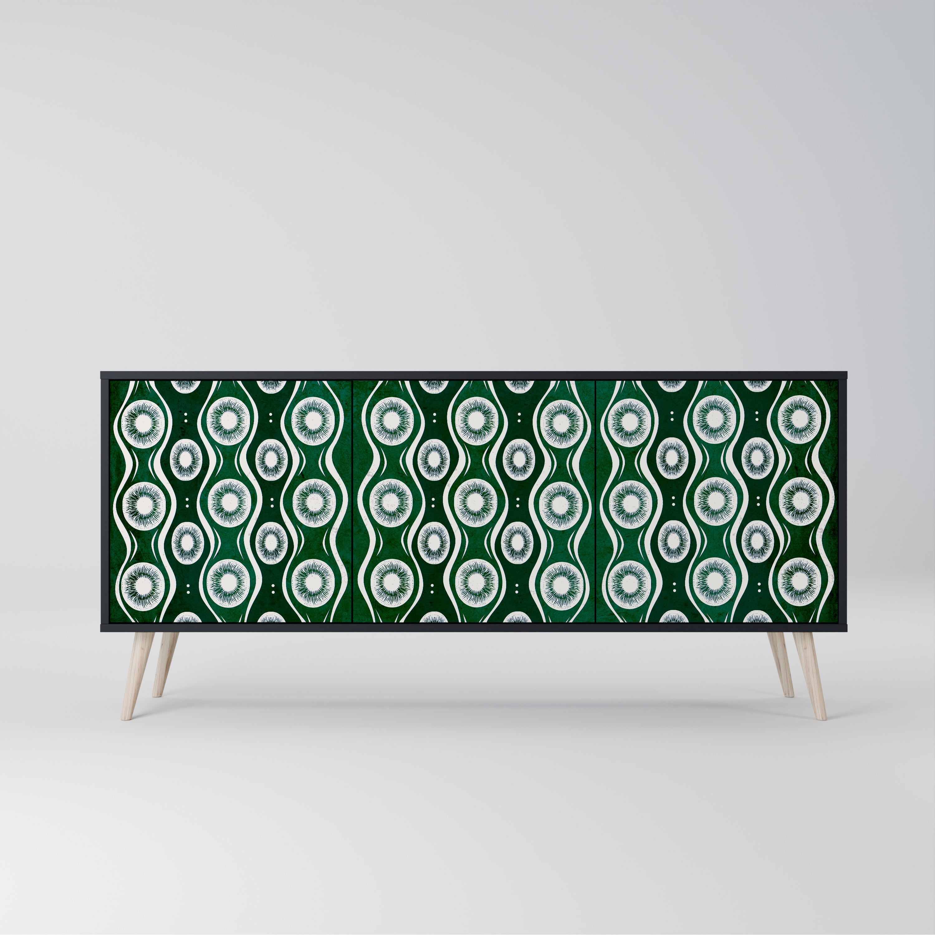 GREEN EYES 3-Door Sideboard in Black Finish
