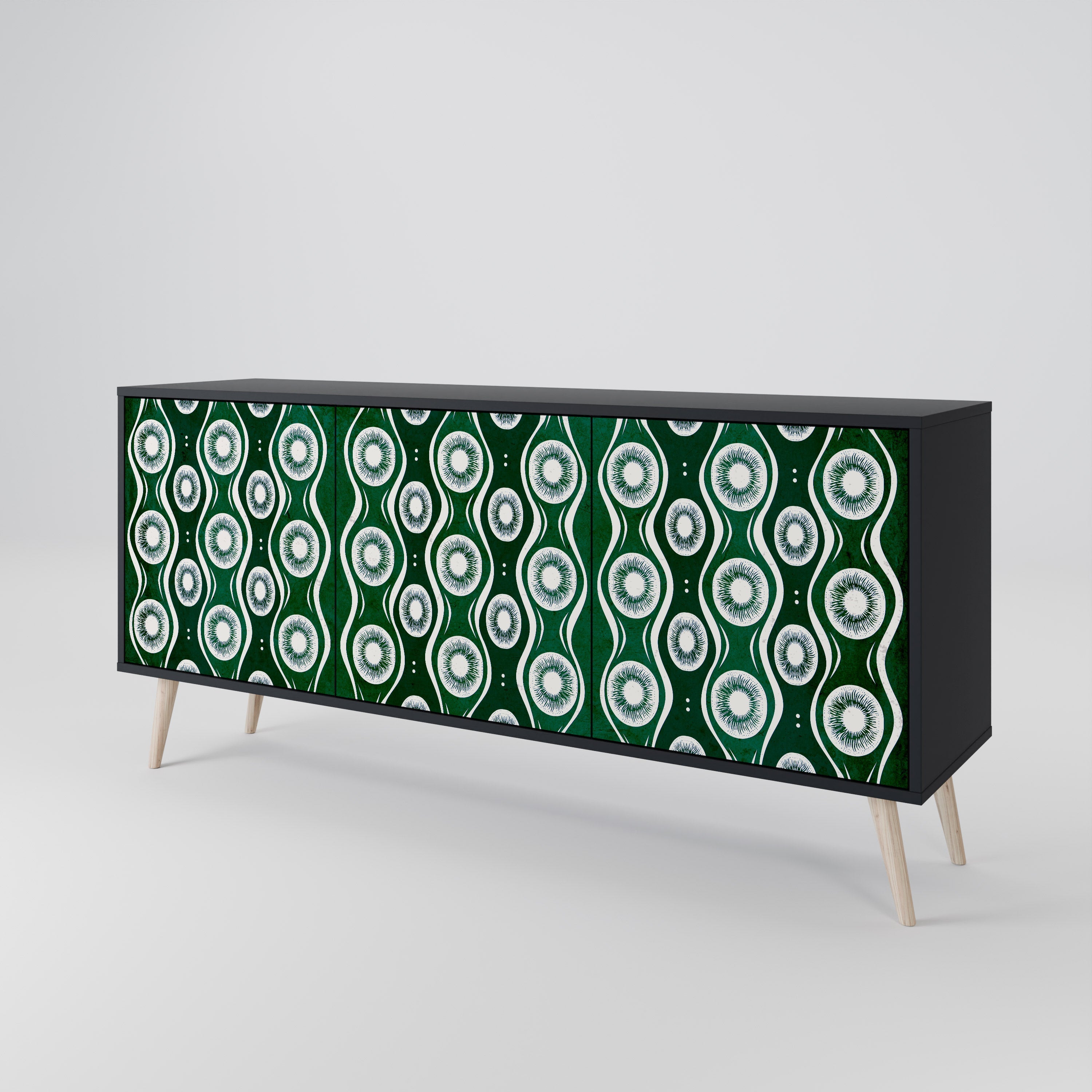 GREEN EYES 3-Door Sideboard in Black Finish