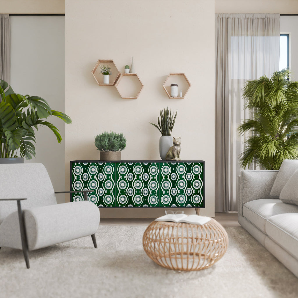 GREEN EYES 3-Door Sideboard in Black Finish