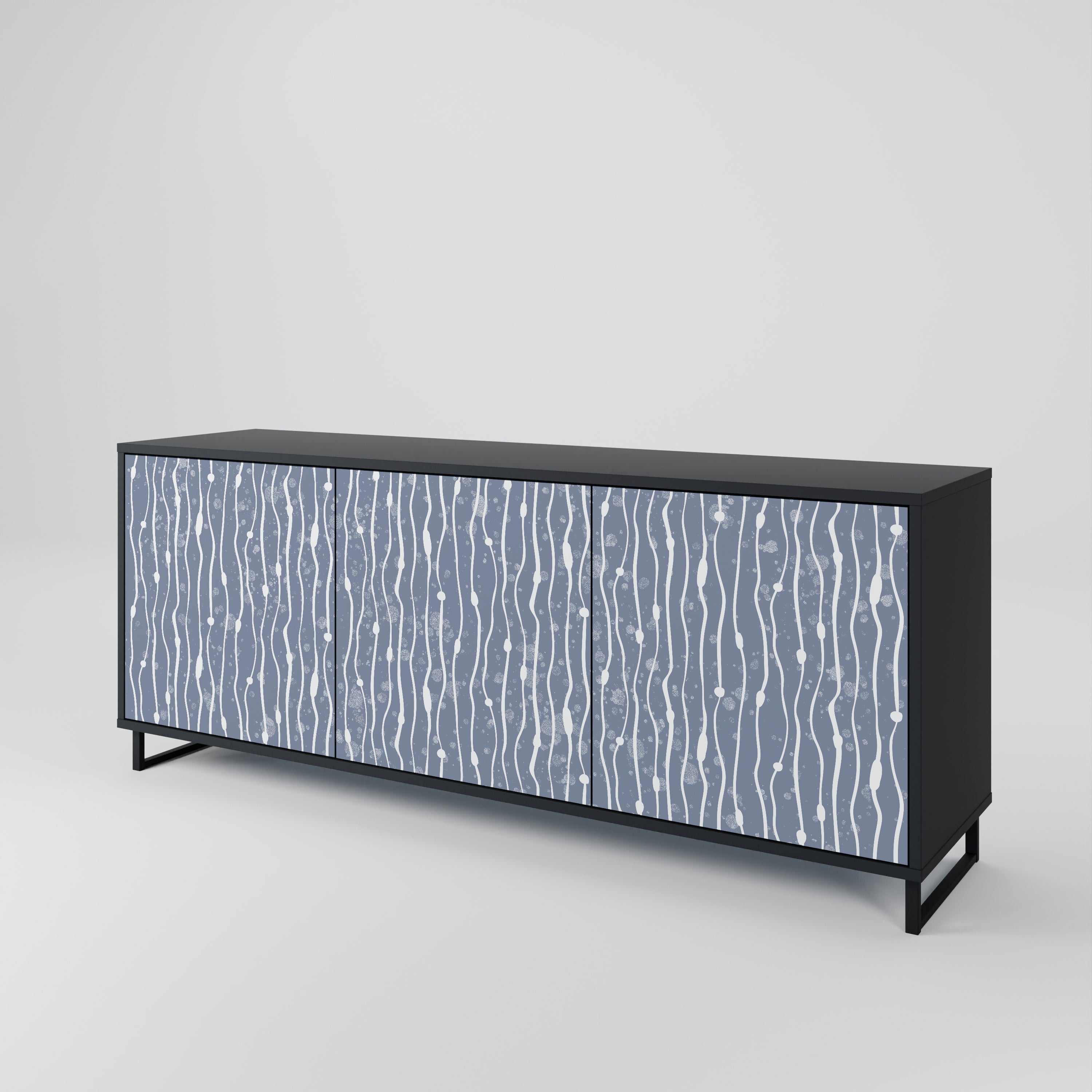 GRAPHITE RAIN 3-Door Sideboard in Black Finish