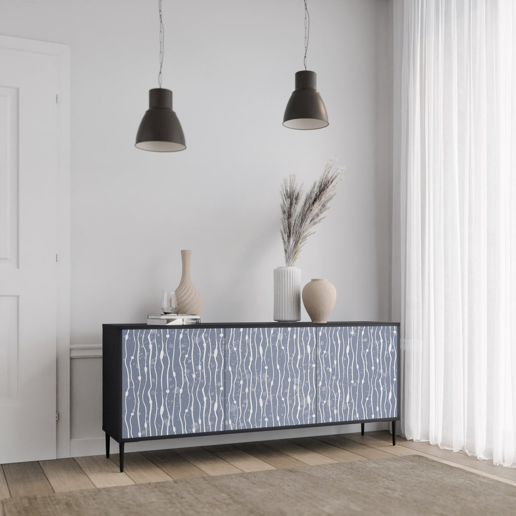 GRAPHITE RAIN 3-Door Sideboard in Black Finish