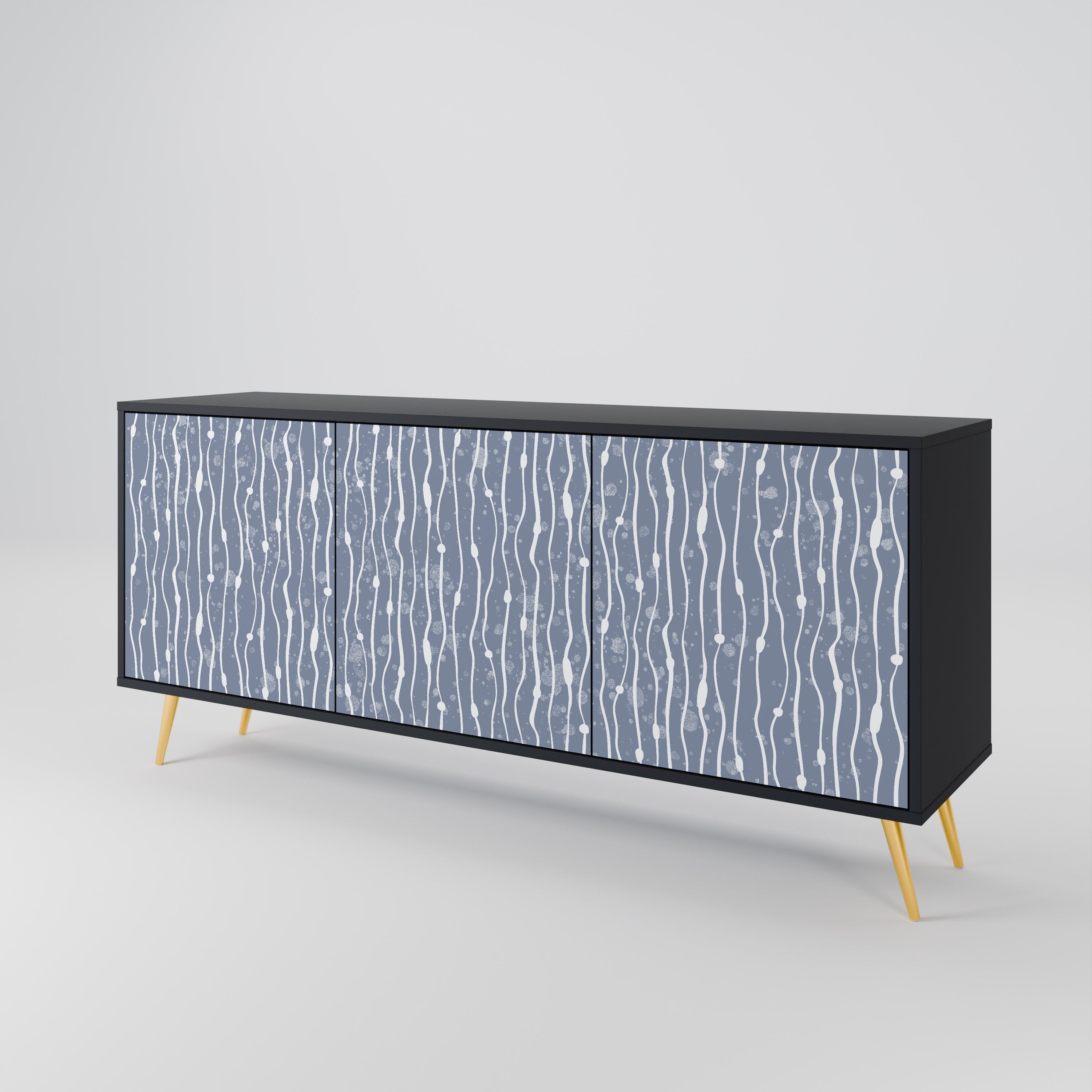 GRAPHITE RAIN 3-Door Sideboard in Black Finish