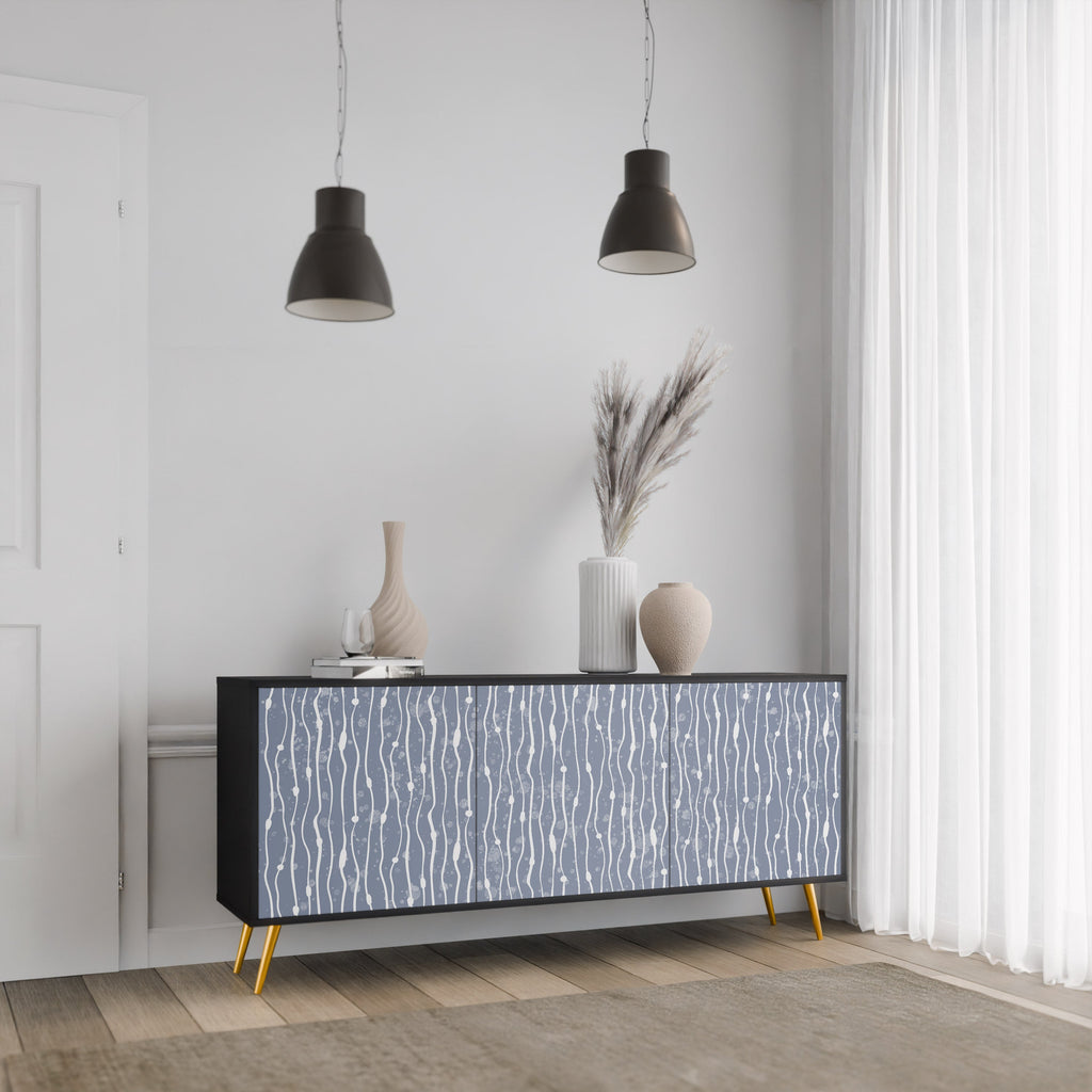 GRAPHITE RAIN 3-Door Sideboard in Black Finish