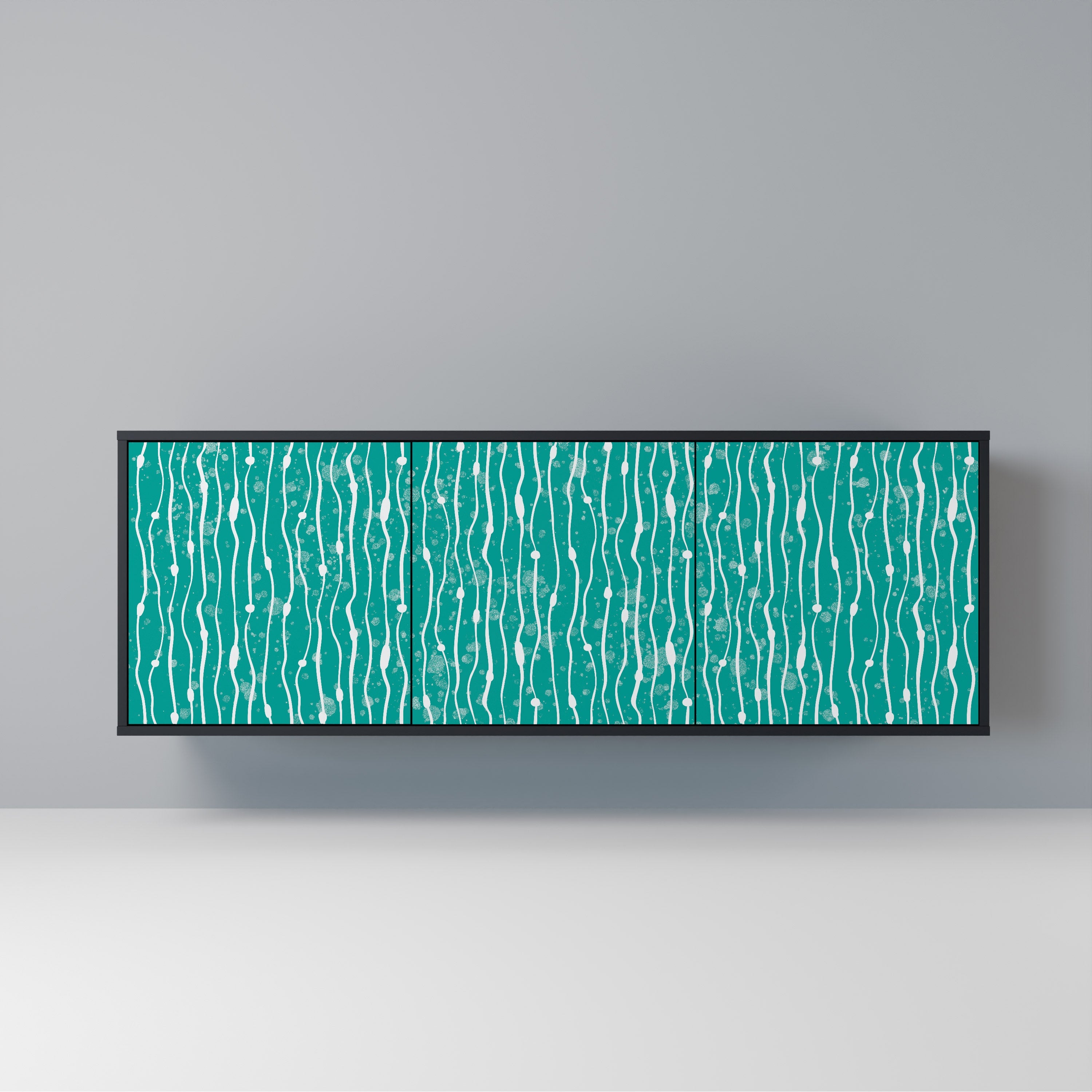 TURQUOISE RAIN 3-Door Sideboard in Black Finish