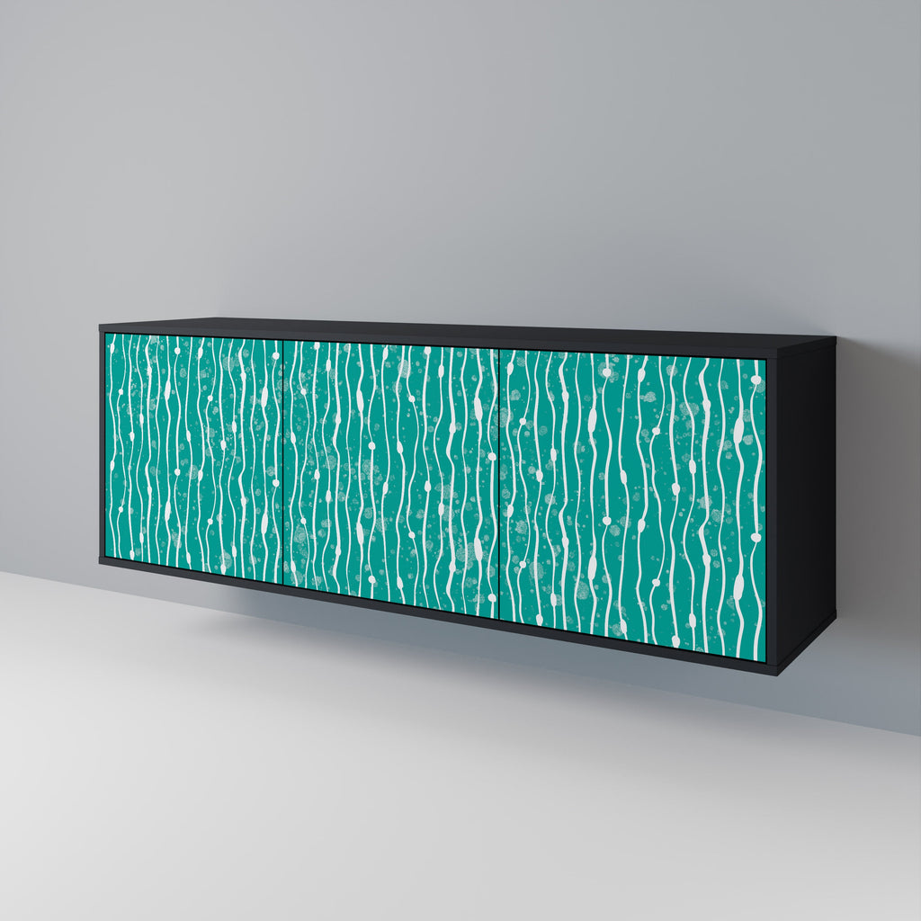 TURQUOISE RAIN 3-Door Sideboard in Black Finish