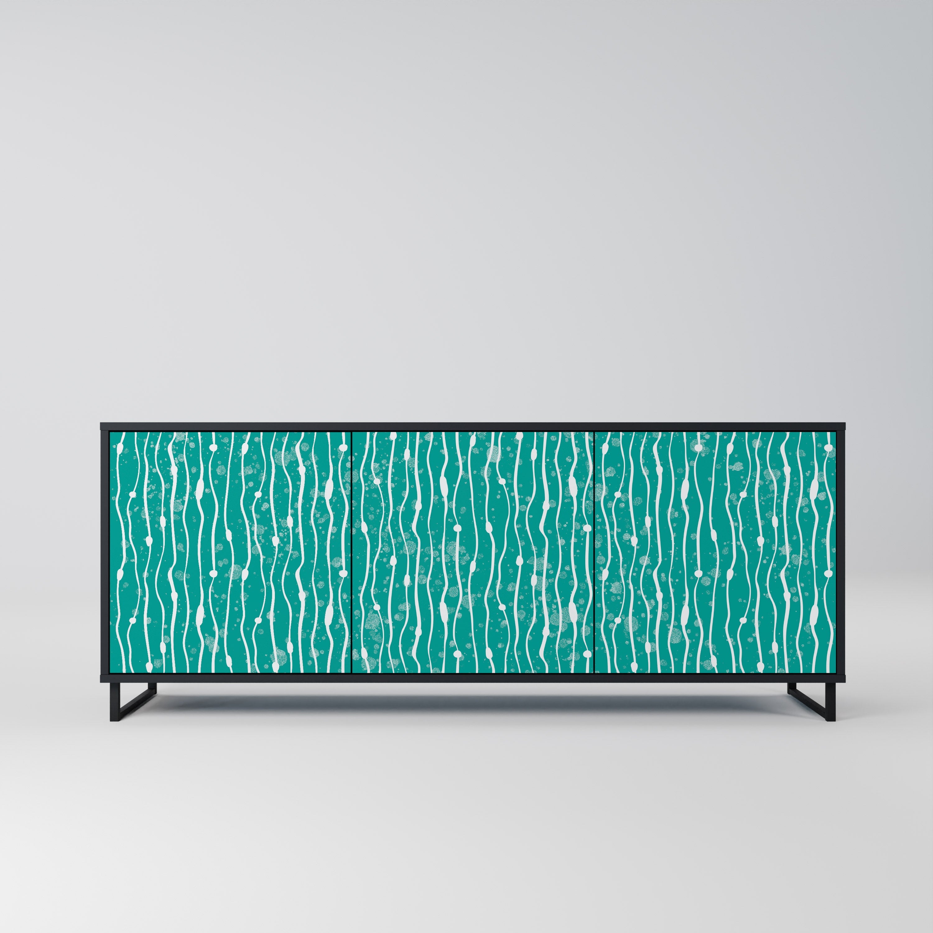 TURQUOISE RAIN 3-Door Sideboard in Black Finish
