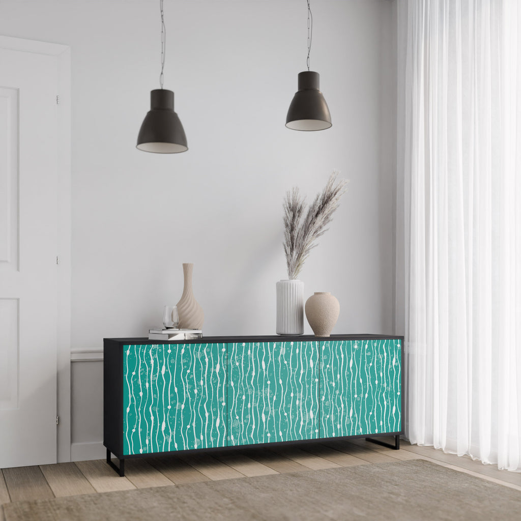 TURQUOISE RAIN 3-Door Sideboard in Black Finish