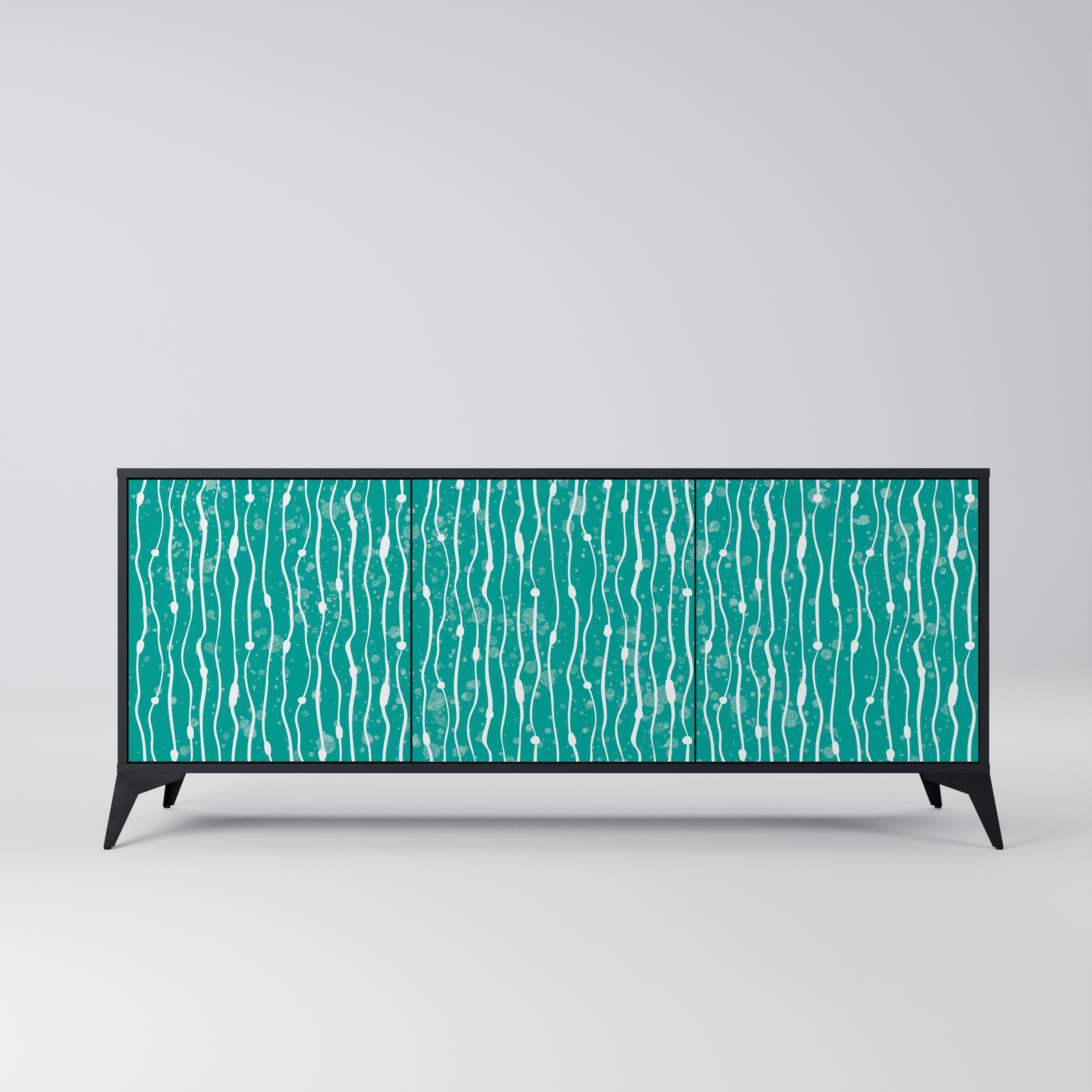TURQUOISE RAIN 3-Door Sideboard in Black Finish