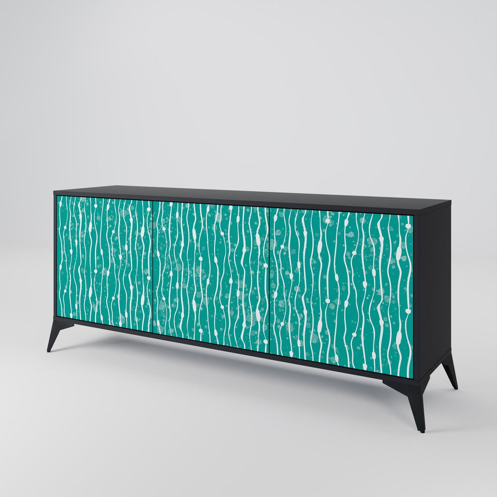 TURQUOISE RAIN 3-Door Sideboard in Black Finish