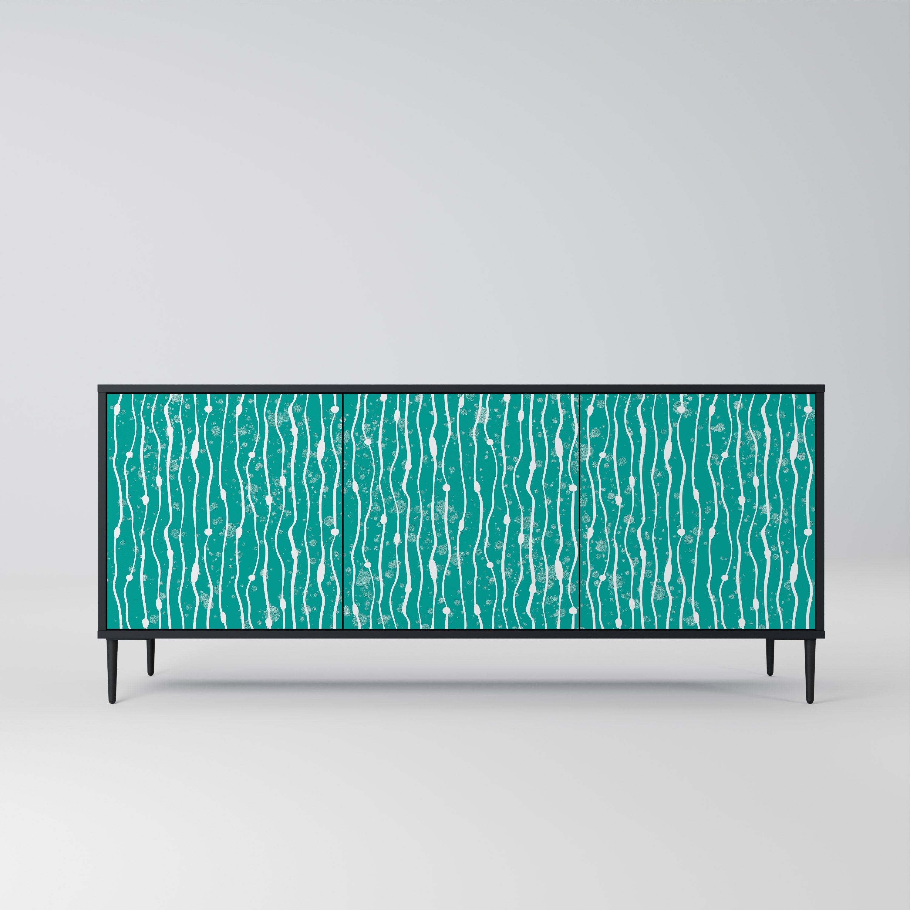 TURQUOISE RAIN 3-Door Sideboard in Black Finish