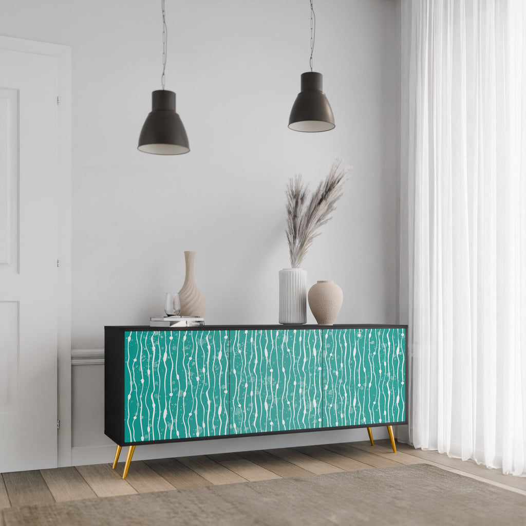TURQUOISE RAIN 3-Door Sideboard in Black Finish
