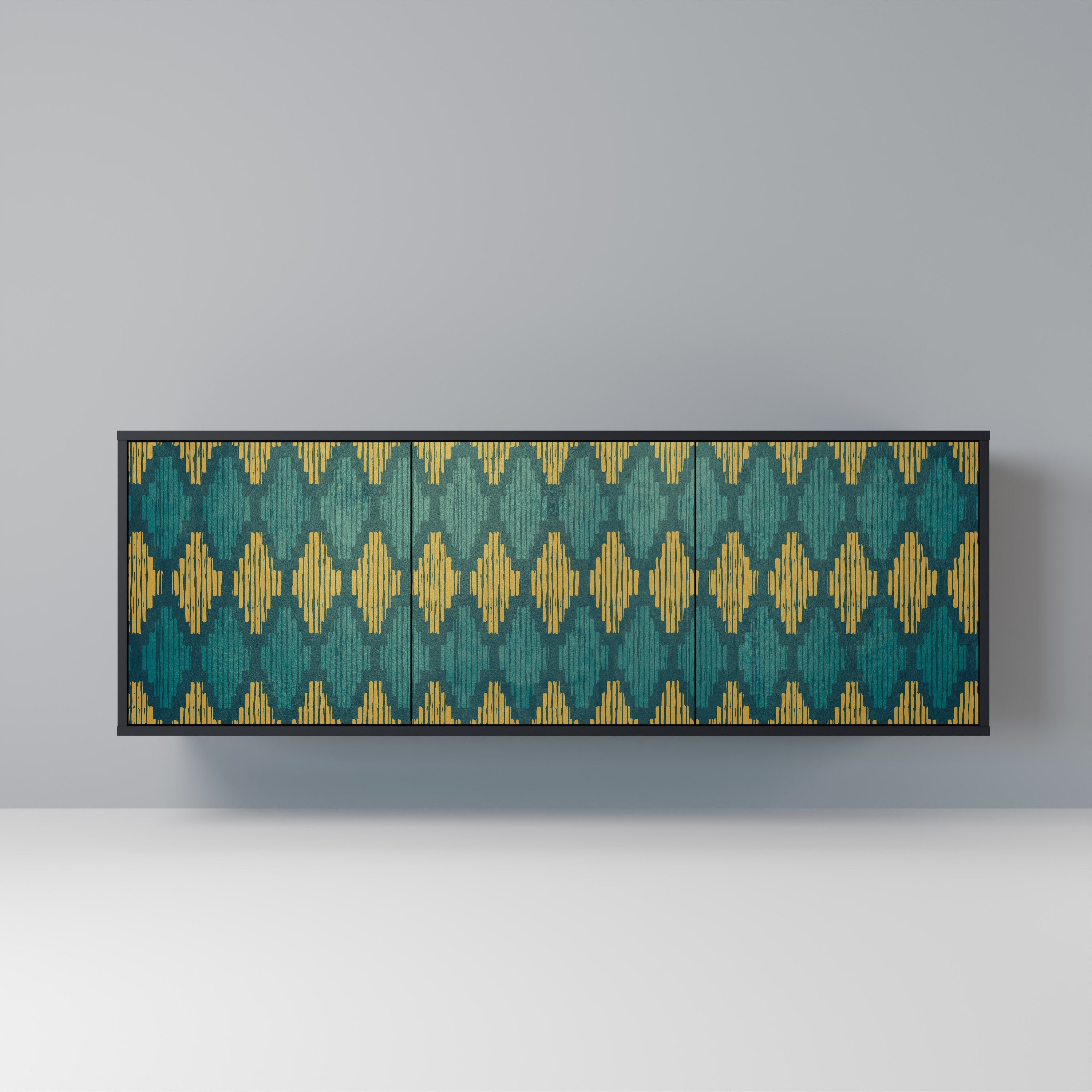 POLYGONS 3-Door Sideboard in Black Finish