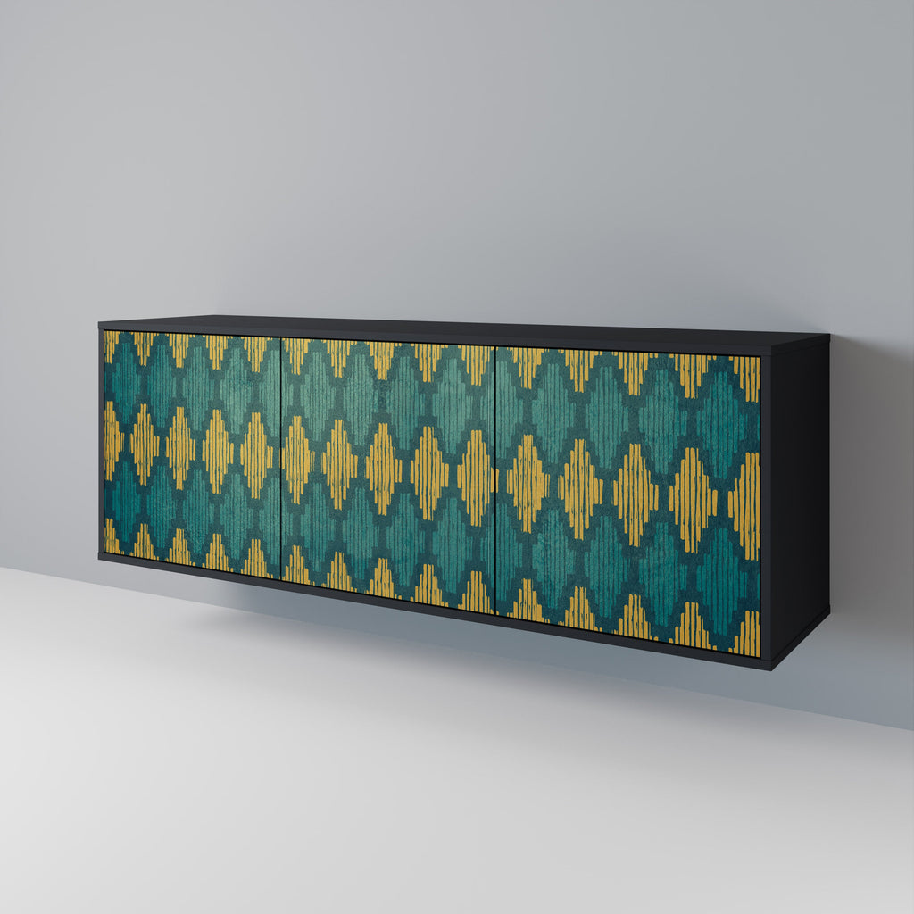 POLYGONS 3-Door Sideboard in Black Finish