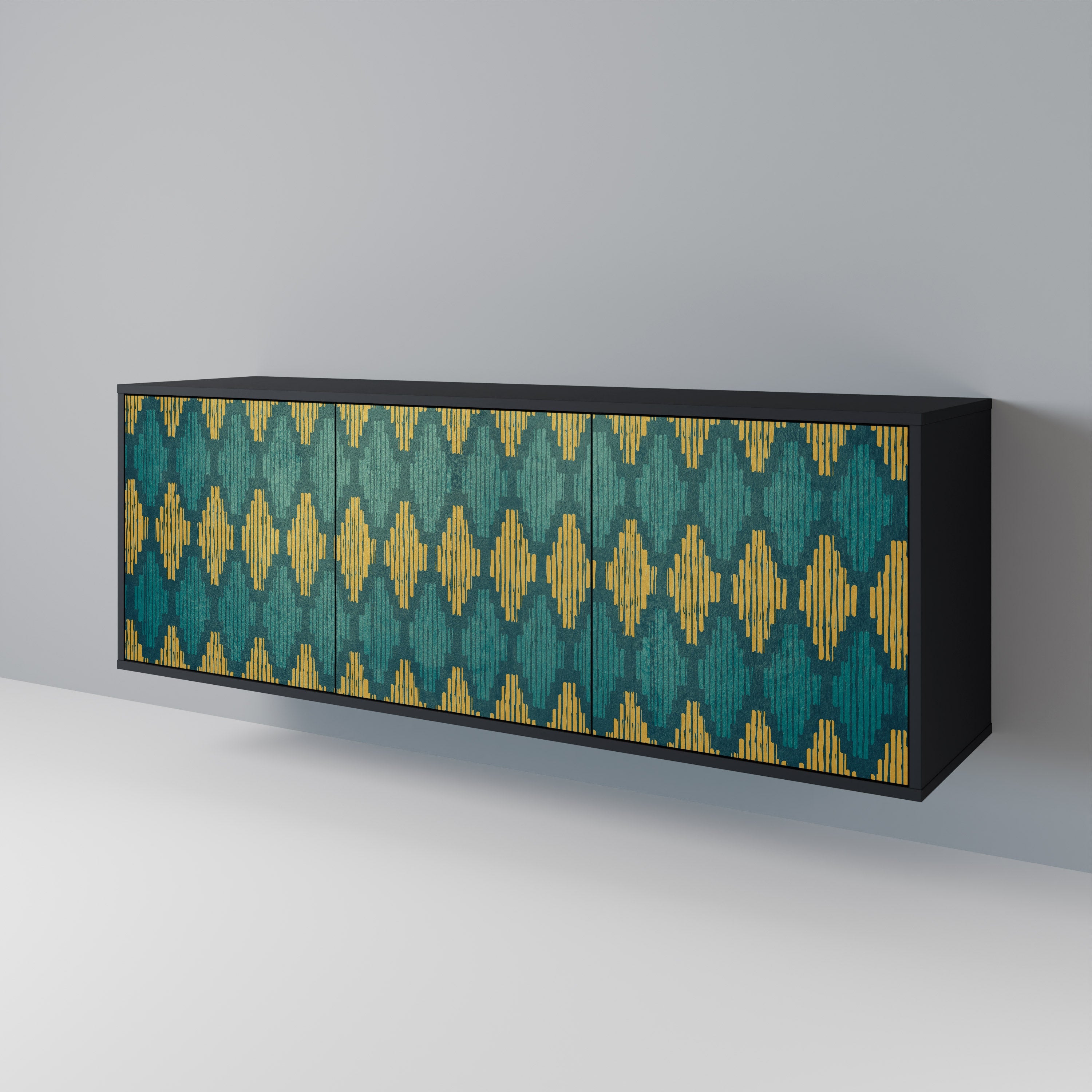 POLYGONS 3-Door Sideboard in Black Finish