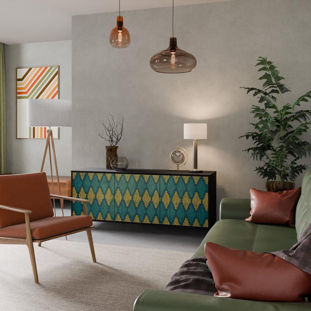 POLYGONS 3-Door Sideboard in Black Finish