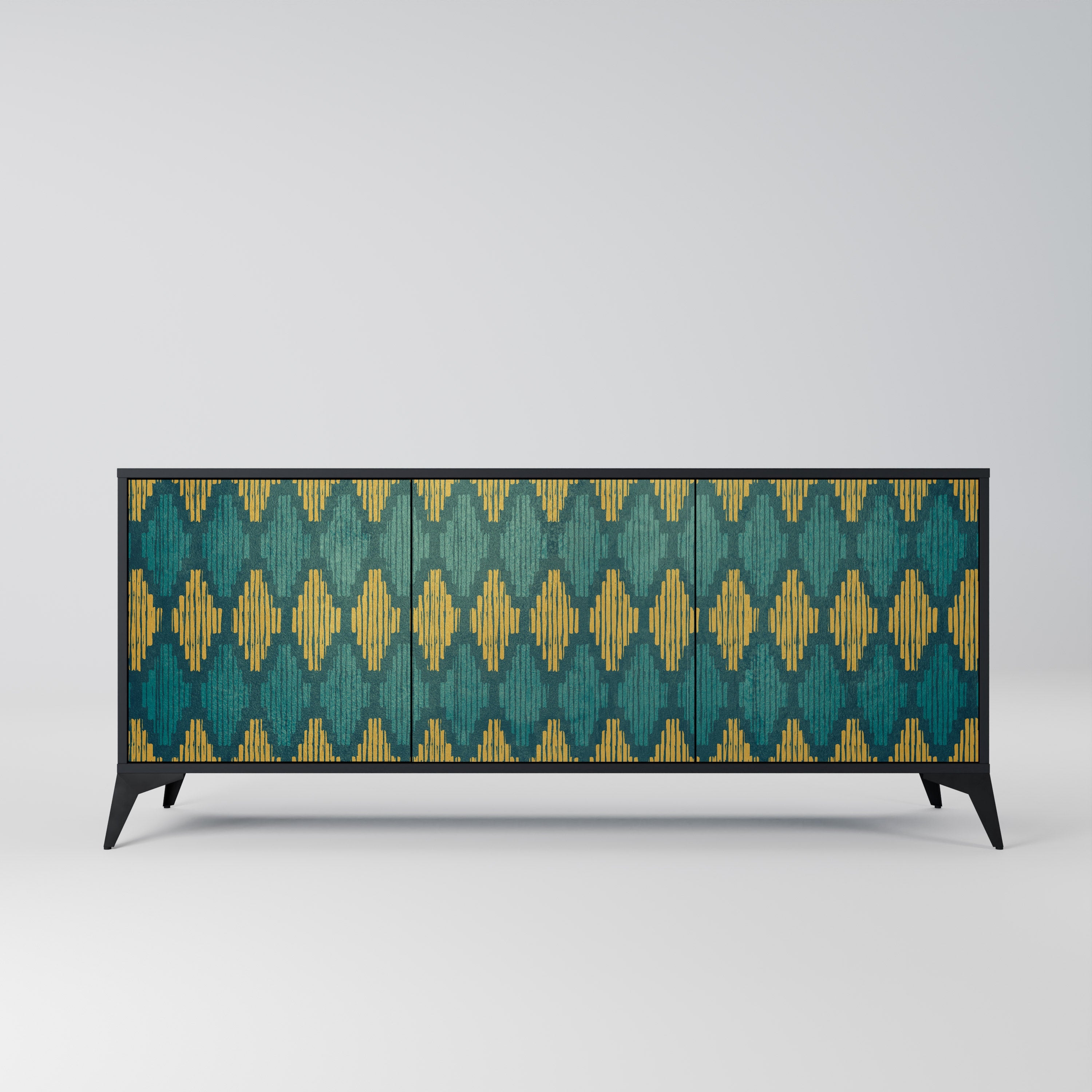 POLYGONS 3-Door Sideboard in Black Finish