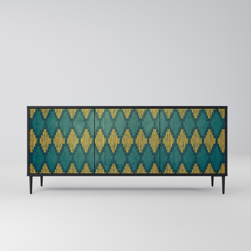 POLYGONS 3-Door Sideboard in Black Finish