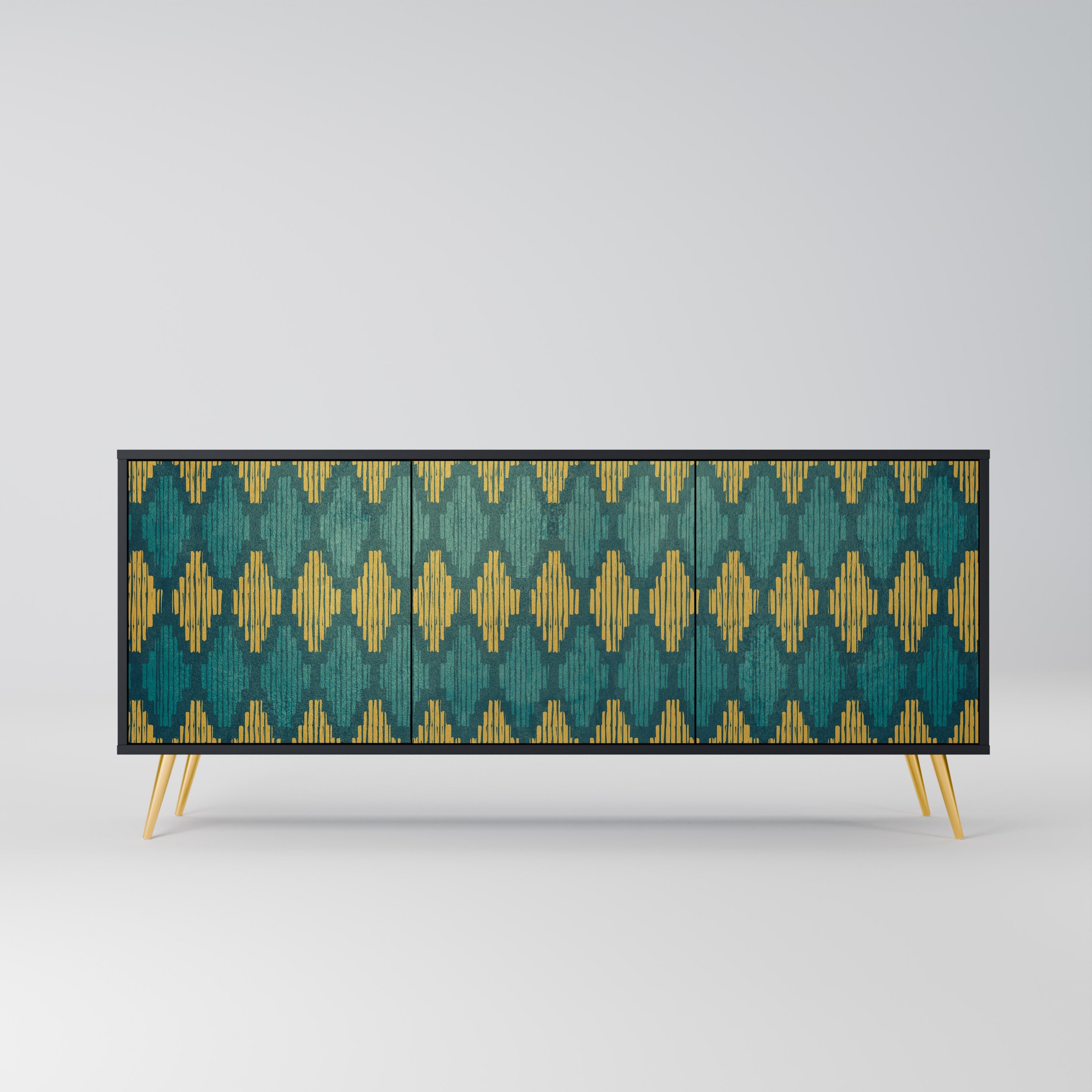 POLYGONS 3-Door Sideboard in Black Finish